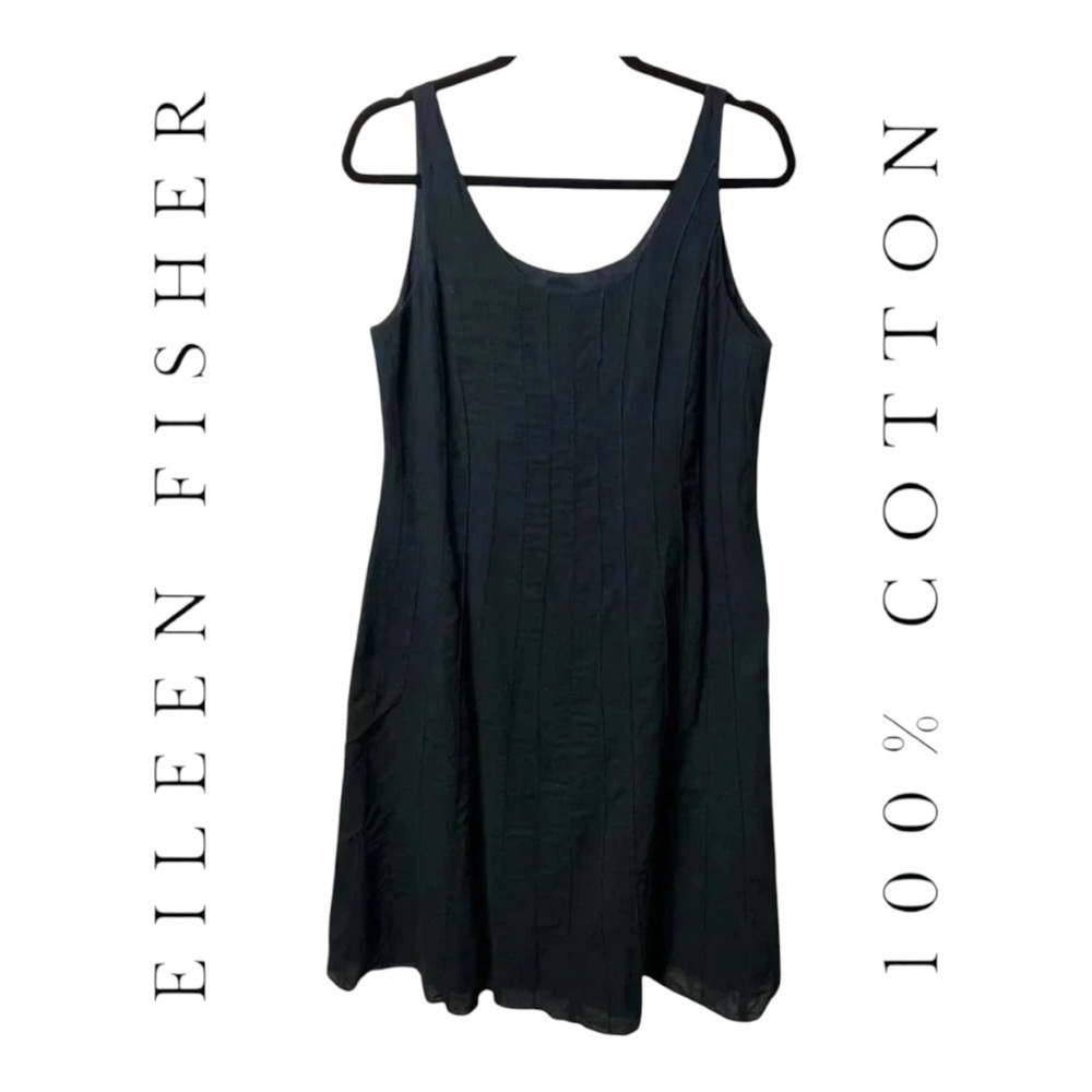 0403W. Eileen Fisher Women's M Black Sleeveless Midi Dress Casual A-Line - Picture 1 of 10
